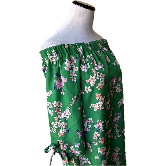 NWT VINCE CAMUTO Green Floral Off-the-Shoulder Dress. Size 10 - Picture 5 of 10